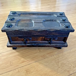 Caja de madera vintage para caballeros - terciopelo amarillo - Japón relojes anillos pulseras - Imagen 1 de 16