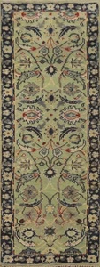 Light Green Oushak 8 ft Runner Rug 3x8 Wool Hand-knotted Floral Carpet - Picture 1 of 12