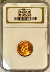 Centavo de trigo Lincoln Top Pop 1949-D NGC MS67 rojo brillante rico lista PCGS $1350,00 - Imagen 1 de 4