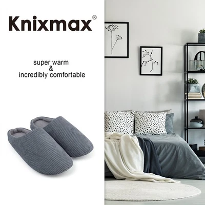Knixmax Bequeme Hausschuhe Herren Damen Filzpantoffeln Grau Warm Pantoffeln