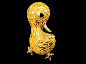 Vintage Ciner Brosche goldfarben gelb Emaille Baby Ente signiert - Bild 1 von 4
