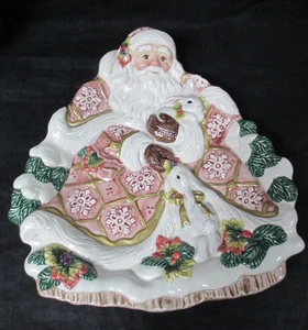 Fitz & Floyd Vintage 1996 Snowy Woods Winter Christmas Santa Claus Canape Plate - Picture 1 of 6