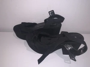 Simply Be UK 7EEE Extra Wide Black Strappy Sandals 3.5" Heels Shoes Comfort BN - Picture 1 of 3