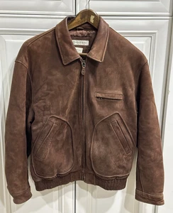 Banana Republic Herren Wildleder Leder Bomber Full Zip Jacke Größe 40 Farbe Braun - Bild 1 von 16