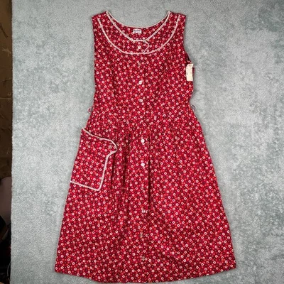Vestido de algodón floral vintage Bill Sims Deadstock talla 20 rojo 40's 50's 60's May Co. Foto 1 de 4