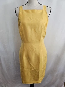 Vision Apparel 100% Silk Sheath Dress Women’s Size 6 Yellow Sleeveless Cocktail - Picture 1 of 5