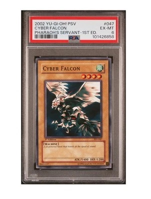 PSA 6 1st EDITION 2002 YU-GI-OH! PSV-PHARAOH'S SERVANT #047 CYBER FALCON - Image 1 of 3