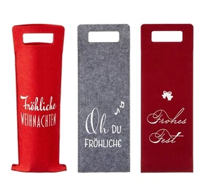 3 Stück Flaschentüte Weihnachten Spruch Filz Wein Geschenktasche Flaschentasche - Bild 1 von 1