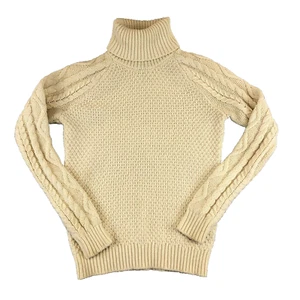 LAUREN Ralph Lauren Turtleneck Sweater Ivory Womens S Cable Waffle Knit Preppy - Picture 1 of 9