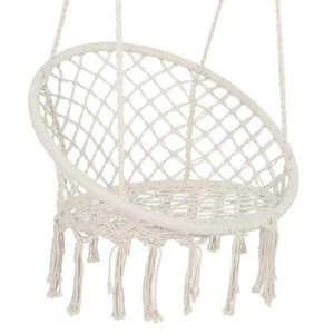 Hotebike Hammock Chairs 47" For Indoor/Outdoor Cotton Rope Macrame Swing White - Picture 1 of 8