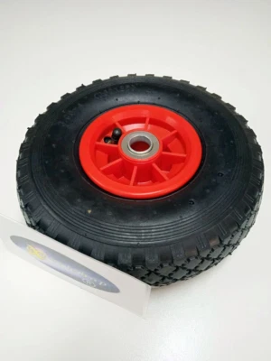 RUOTA PNEUMATICA GOMMA RICAMBIO PER CARRELLI PORTASACCHI 26 cm FORO 20 MM  - Immagine 1 di 4