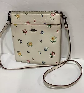 Coach kitt messenger crossbody bag floral Wild Flower Print Cream Leather - Picture 1 of 12