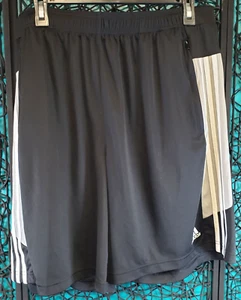 NWT ADIDAS AEROREADY MENS SHORTS XL BLACK ELASTIC DRAWSTRING WAIST #1462578 - Picture 1 of 9