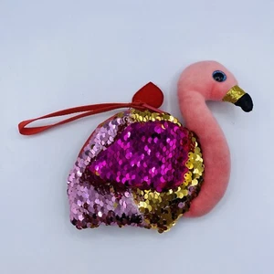 TY Beanie Babies Gilda Flamingo Sequins Pink Handbag No Strap Change Purse - Picture 1 of 3