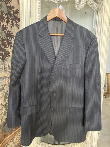 Blazer Burberry London Saks Fifth Ave grigio righe taglia 42 R 100% lana immacolato