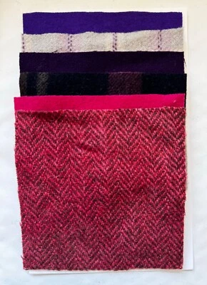 Lana teñida a mano - aplique, alfombra, artesanía: (6) 4,5" encanto cuadrado; púrpura/rosa 6-45-SPR Foto 1 de 4