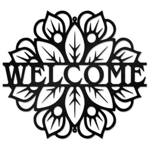 Personalized Welcome Black Metal Name Sign Home Decor Decorative Wall Art Gift - Picture 1 of 5