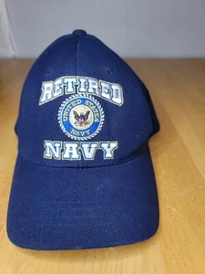 US Retired Navy Embroidered Blue Adjust Baseball Cap Hat Rapid Dominance EUC! - Picture 1 of 7