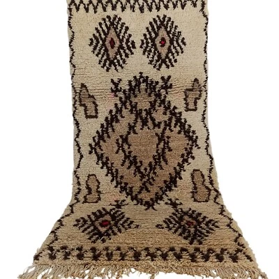 Vintage Moroccan Azilal Rug Handmade Berber Geometric Red Carpet Tribal Wool - Image 1 of 4