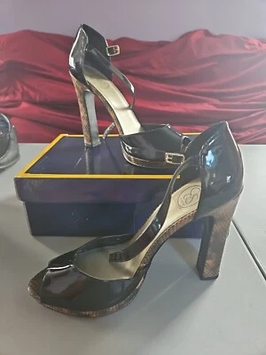 Jessica Simpson Hebilla Piel de serpiente Plataforma Bloque Tacones Foto 1 de 4