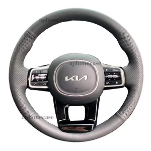 Hand-Sewing Steering Wheel Wrap Cover Leather Interior Wrap For Kia Sorento GT - Foto 1 di 11