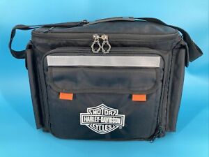 Harley Davidson Black Insulated Travel Cooler Bag with Full Picnic Set GOOD COND