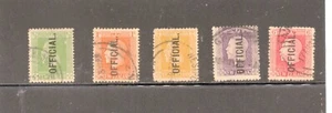 New Zealand Lot 5 Stamps 1915 -1919 King George V Overprinted "OFFICIAL" - Picture 1 of 1
