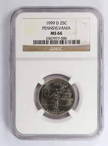 1999-D 25C Pennsylvania Statehood Quarter NGC MS66 - Picture 1 of 2
