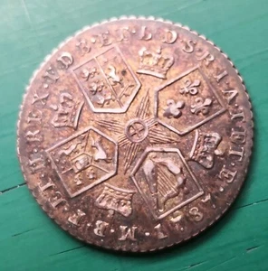 1787 SILVER SHILLING WITH HEARTS esc2129, sp3746, nicely toned coin #678 - Picture 1 of 2