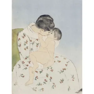 Mary Cassatt Mothers Kiss 1891 Large Wall Art Print 18X24 In - Picture 1 of 5