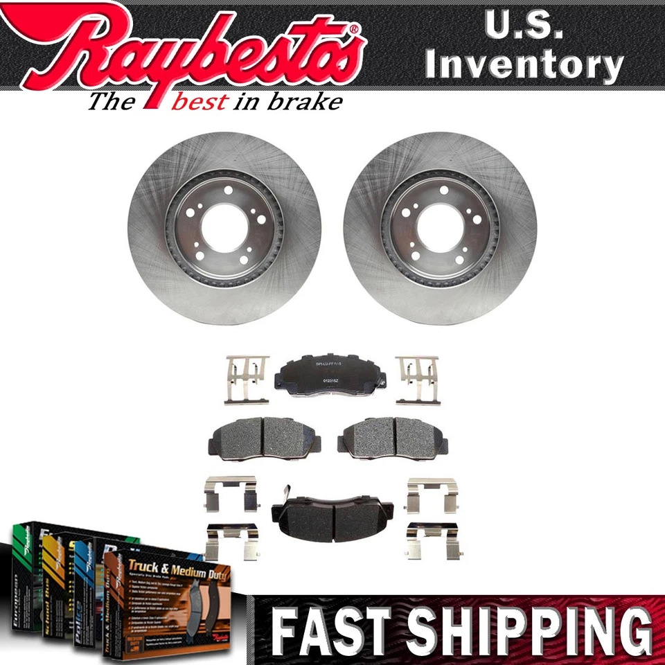 Rotores de freno delanteros y pastillas de freno de cerámica con herrajes para Acura RL 1996-1998 Foto 1 de 4