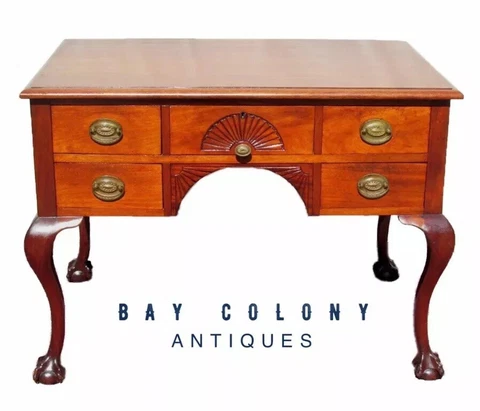 19TH C BALL & CLAW CHIPPENDALE STYLED MAHOGANY ANTIQUE DESK WITH SHELL CARVINGS Cover