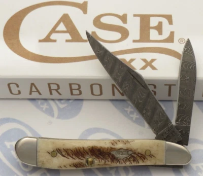 Марка Case XX USA 2022 V6220 DAM Bone «Арахис» нож лестница Дамаск - как новая (No2) - Изображение 1 из 4