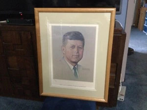 Portrait - JFK print stoned signed Ltd Ed 742/2500 by Norman Rockwell - Picture 1 of 10