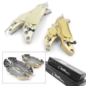 4 x Front Rear Metal 3D Universal Style Brake Caliper Cover Medium+Small Gold co - Picture 1 of 8