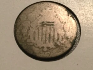 1867 Shield Nickel 5C - No Rays - Picture 1 of 4