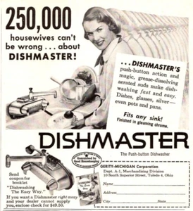 PRINT AD 1951 Dishmaster Push Button Faucet Soap Dispenser Gerity Michigan - Picture 1 of 1