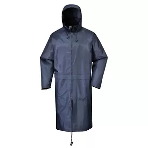 Portwest S438 Men's Waterproof Raincoat - Lightweight Long Rain Jacket with Hood - Picture 1 of 9
