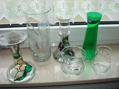 Leonardo Vase grün Glas Vintage Kerzenhalter Glasvasen - Bild 1 von 4