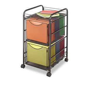 Safco Onyx Rolling Cart with 2 File Drawers, Fits Letter-Size Hanging Folders, - Picture 1 of 3