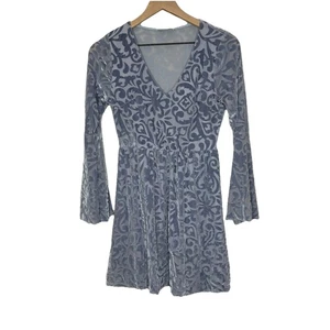 Abito Y2k Charlotte Russe babydoll manica a campana blu medio velluto fata romantico - Foto 1 di 9