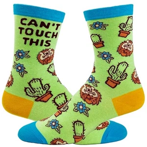 Youth Can't Touch This Socks Funny Sharp Cactus Hedgehog Graphic Sarcastic - Picture 1 of 9