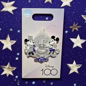 Disney 100 Years Mickey & Minnie Disneyland Castle Pin Limited Edition Silver - Picture 1 of 2