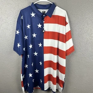 Greater Half American Flag Golf Polo Shirt Men’s XXL 4th July Performance READ - Picture 1 of 11