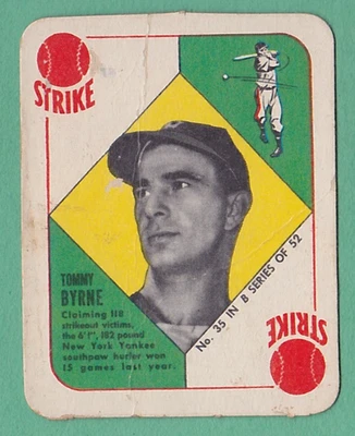1951 Topps Blue Backs #35 Tommy Byrne Rookie New York Yankees POOR CREASES - Image 1 of 2