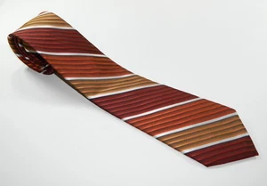 Corbata para hombre STACY ADAMS BRONCE COBRE MOSTAZA ORO REPP RAYAS BLANCA - Imagen 1 de 2