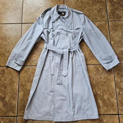 Gabardina Vintage Años 70 Doble Pecho Grande Gris Pizarra Clásica Cintura Cisne Corbata Foto 1 de 4