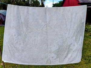 Better Homes & Gardens White Sherpa Blanket With Gold Snowflake Designs 68x48" - Picture 1 of 12