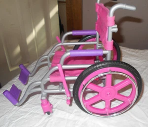 18 inch Doll  Pink Gray Purple Wheel Chair Folds storage American Girl Generatio - Picture 1 of 8