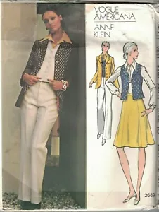 2689 UNCUT Vogue Sewing Pattern Misses Jacket Pants Skirt Vest Anne Klein OOP 10 - Picture 1 of 2